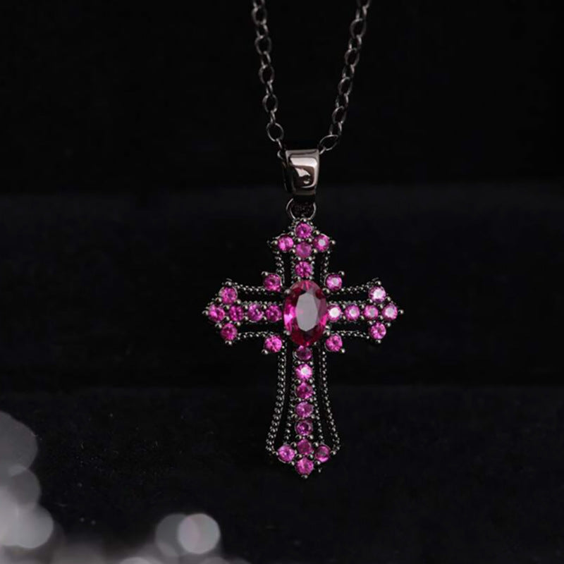 Wholesale Vintage Punk Cross Necklace Zirconia Choker Necklace Luxury Necklaces ACC-NE-Shiy002