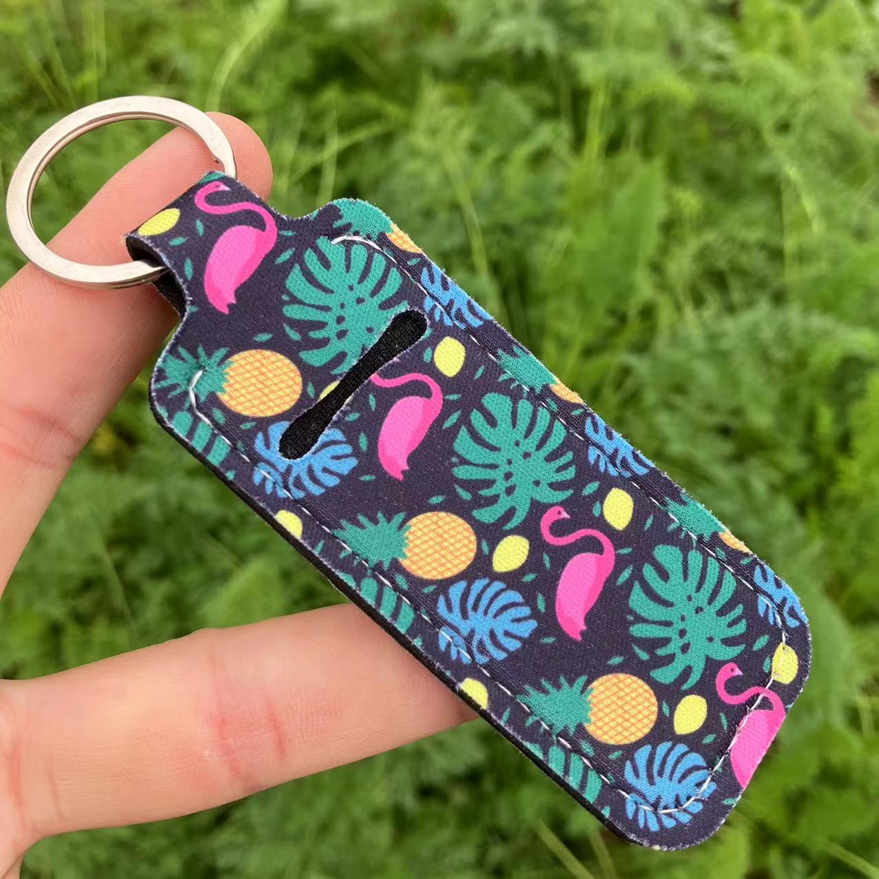 Wholesale Cotton Printed Lipstick Bag Keychain - Sunflower on Black,  Celestial Pattern,  Boutique Resale Accessory