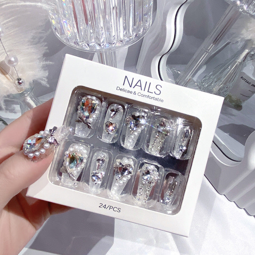 Wholesale 24 Pieces/box Diamond Press-on Nails Kits Nail Stickers ACC-NS-DiNa008