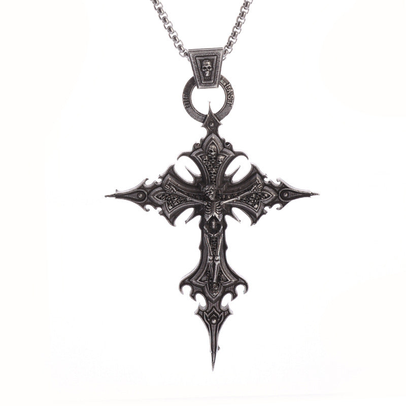 Wholesale  Gothic Skull Cross Pendant Necklace