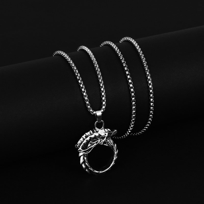 Wholesale Retro Snake Tail Pendant Necklace for Men,  Trendy Hip Hop Chain,  Boutique Resale Jewelry Accessory