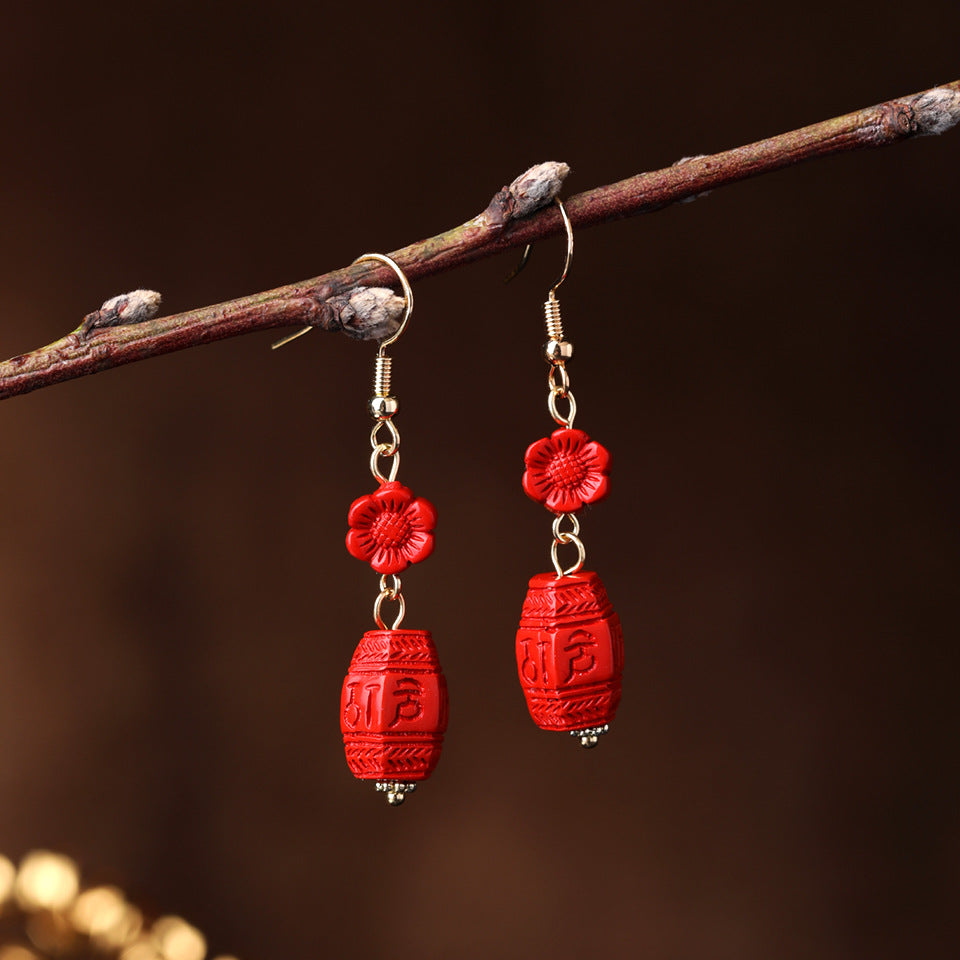 Wholesale Hanfu Retro Plum Blossom Freshwater Pearl Earrings Chic Fashion Jewelry Accessory For Boutique Resale