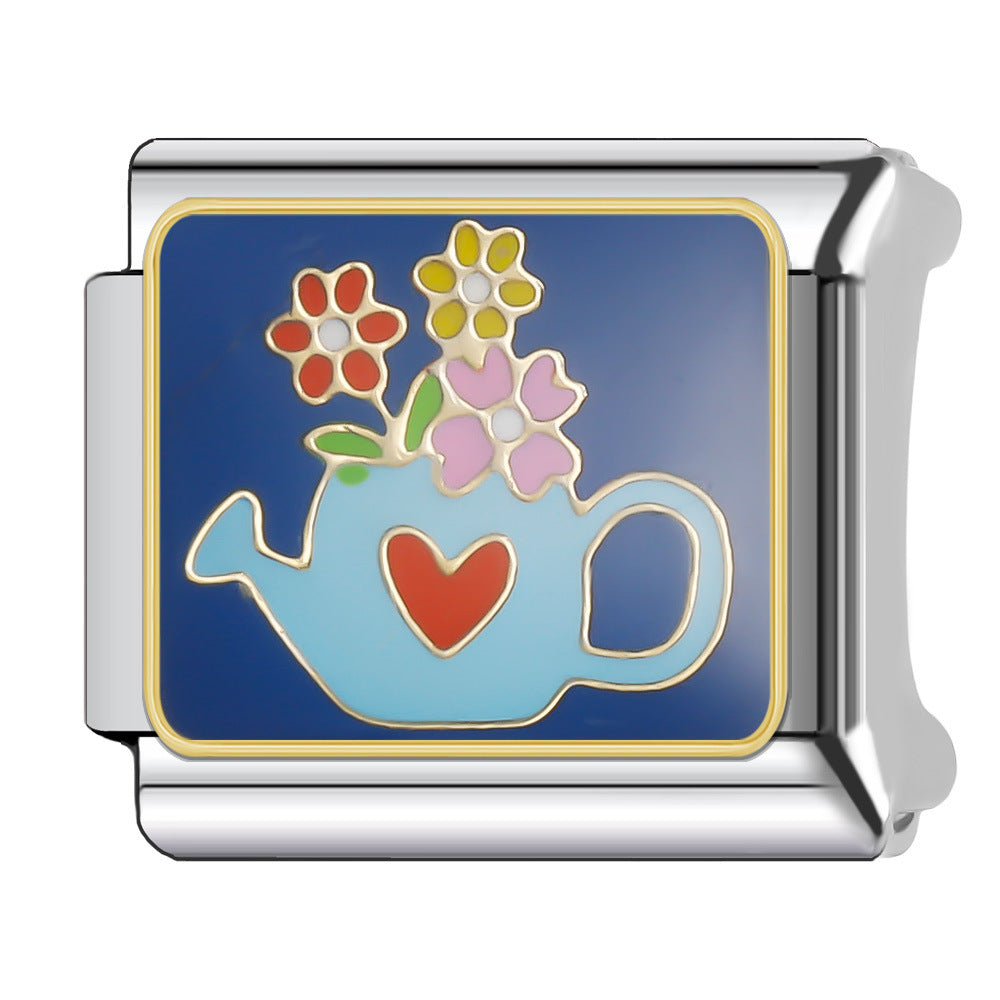 Wholesale Italian Charm Bracelet 9mm DIY Splicing Stainless Steel Goodnight Series Cartoon Composable Bracelet