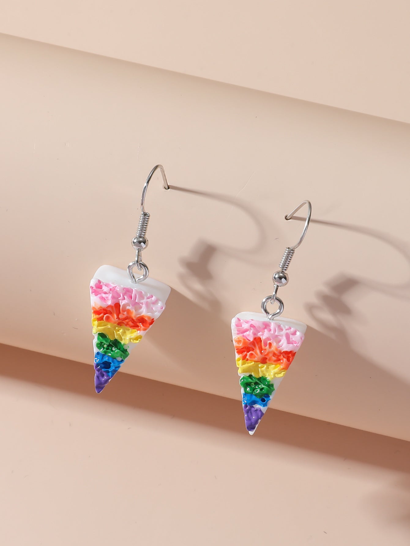 Wholesale rainbow cake inverted triangle acrylic pendant earrings