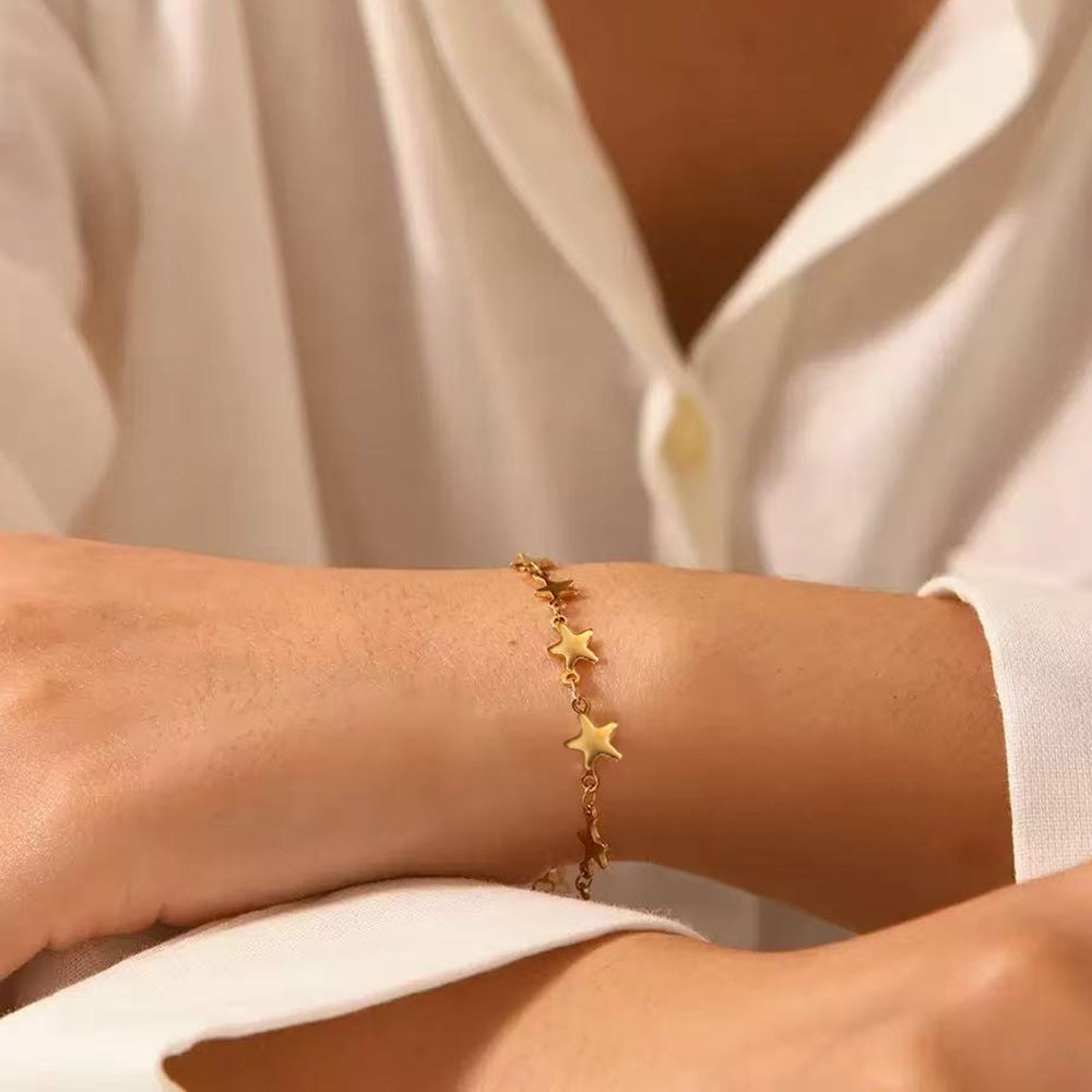 Wholesale Stainless Steel Star Bracelet For Women Fashion Jewelry Accessory Gift Boutique Resale