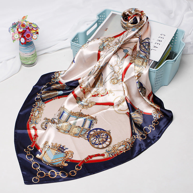 Wholesale Carriage Print Satin Square f Women Fashion Accessory Boutique Resale