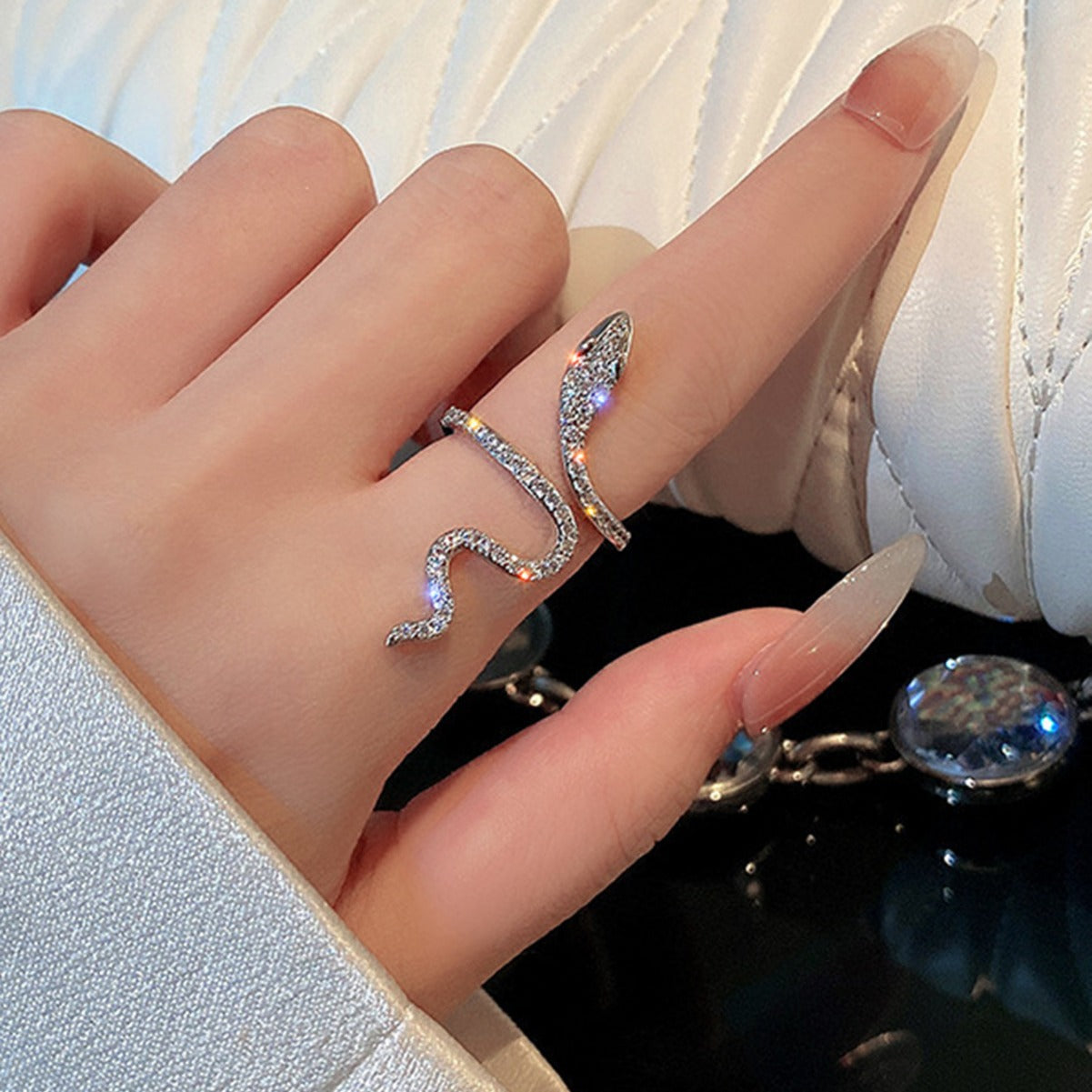 Wholesale  punk style snake-shaped open ring