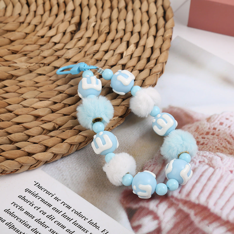 Wholesale creative letter beaded keychain