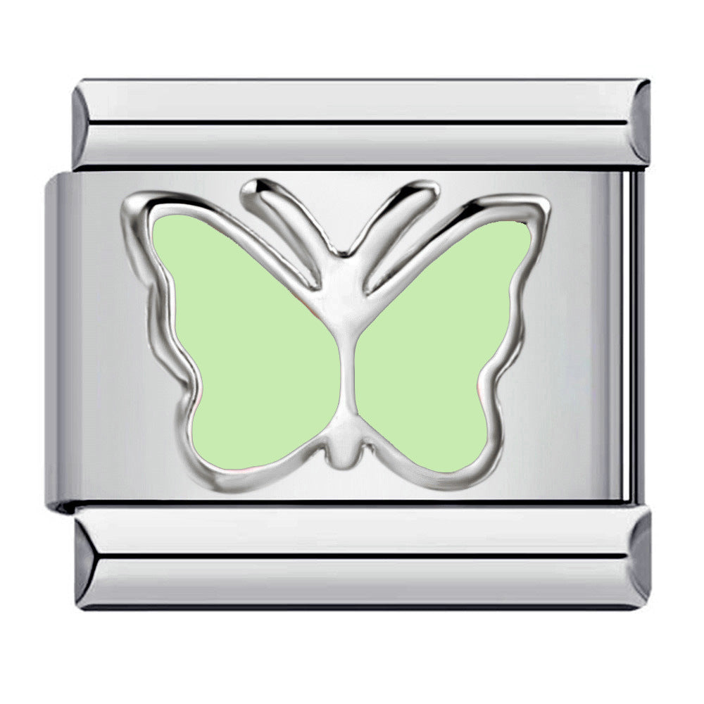 Wholesale Italian Charm Bracelet 9mm DIY Splicing Colored Oil-Drip Petals Stainless Steel Composable Bracelet