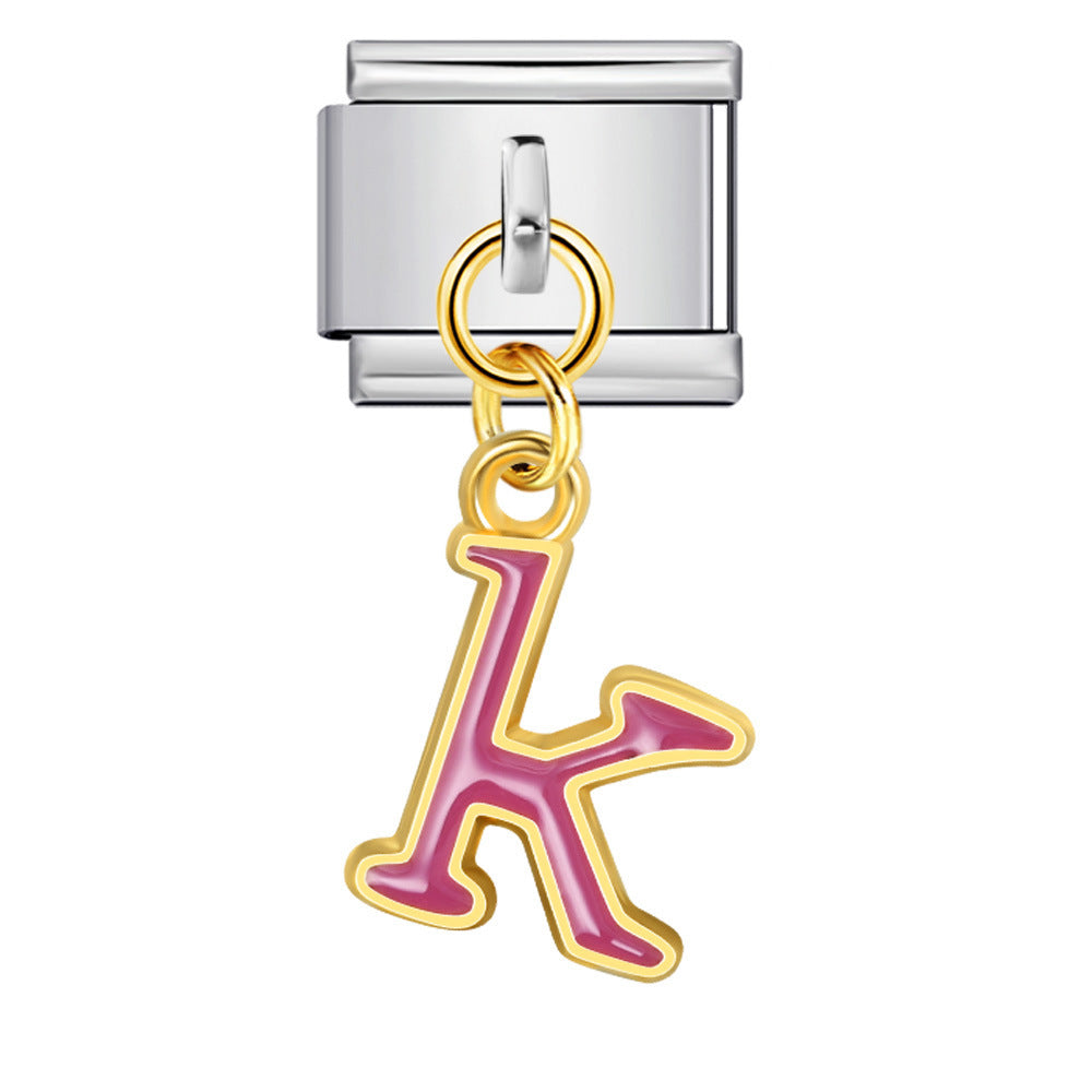 Wholesale Italian Charm Bracelet 9mm DIY Splicing Letter Series Stainless Steel Composable Bracelet