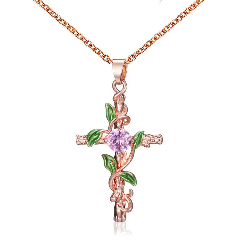 Wholesale Fashion Zircon Cross Pendant Necklace Minimalist Teardrop Collarbone Chain For Women Jewelry Accessory