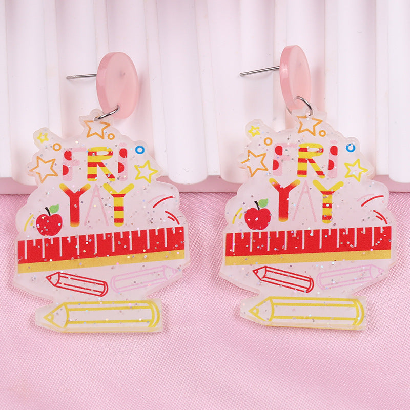 Wholesale Teacher's Day Cartoon Rainbow Acrylic Earrings ACC-ES-DA007