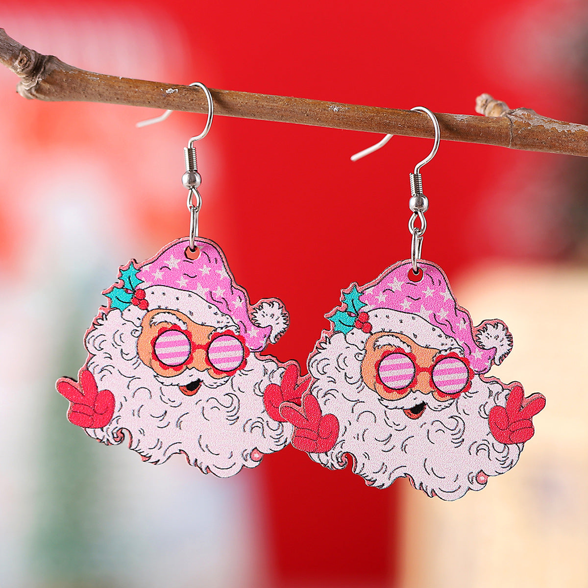 Wholesale Christmas Santa Pendant Earrings Double-sided Earrings