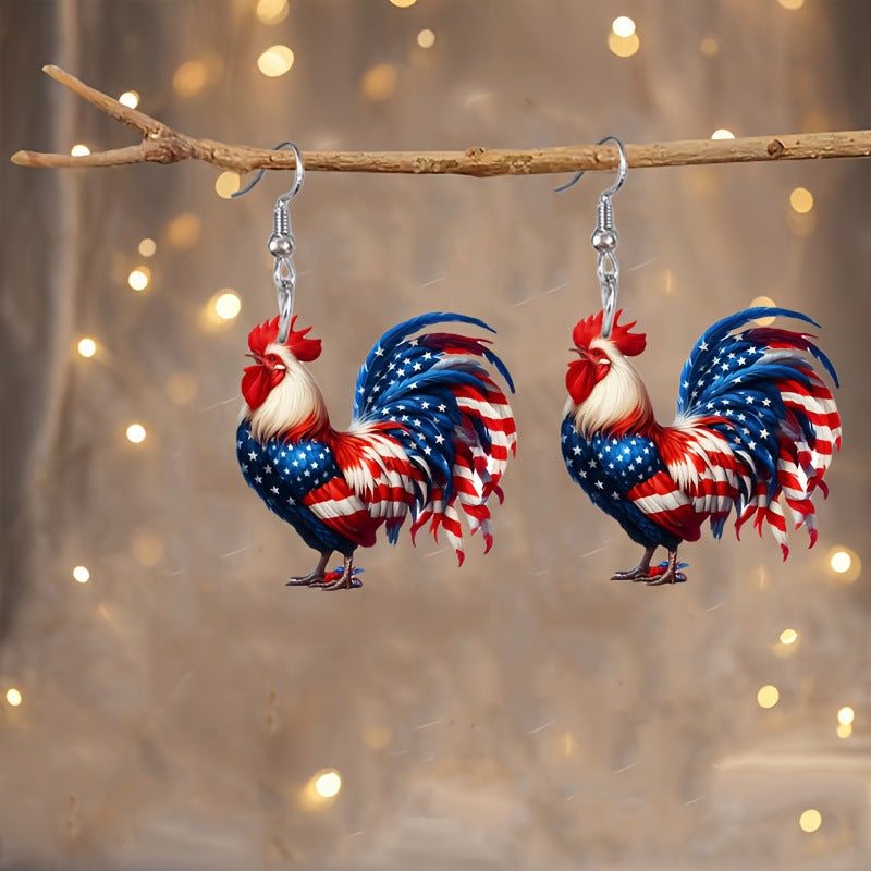 Wholesale 10pcs Independence Day acrylic chicken earring