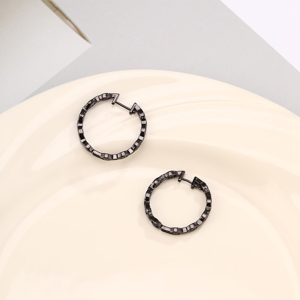 Wholesale Black vintage versatile hoop stud earrings