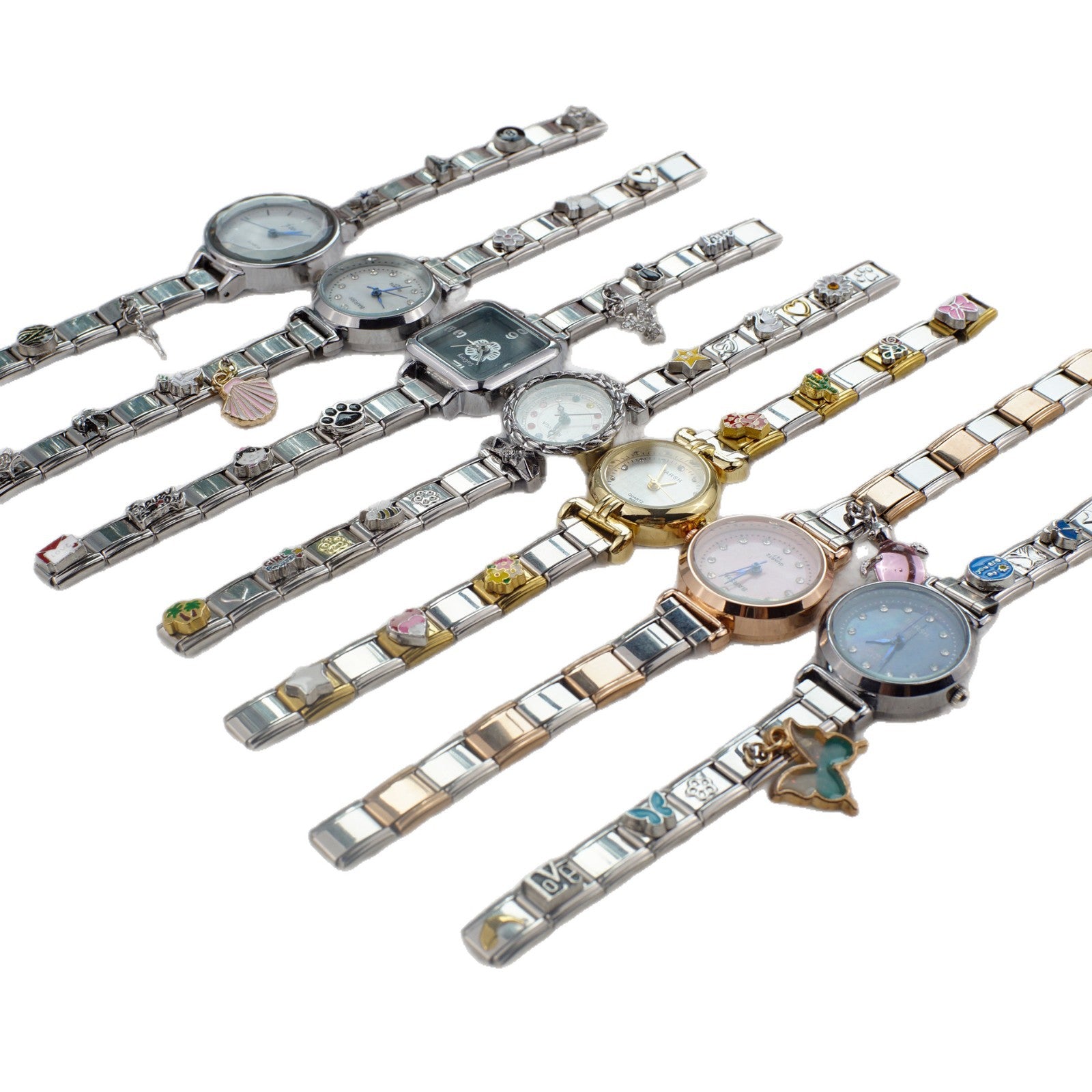 Wholesale Diamond-Set Stainless Steel Italian Charm Watches
