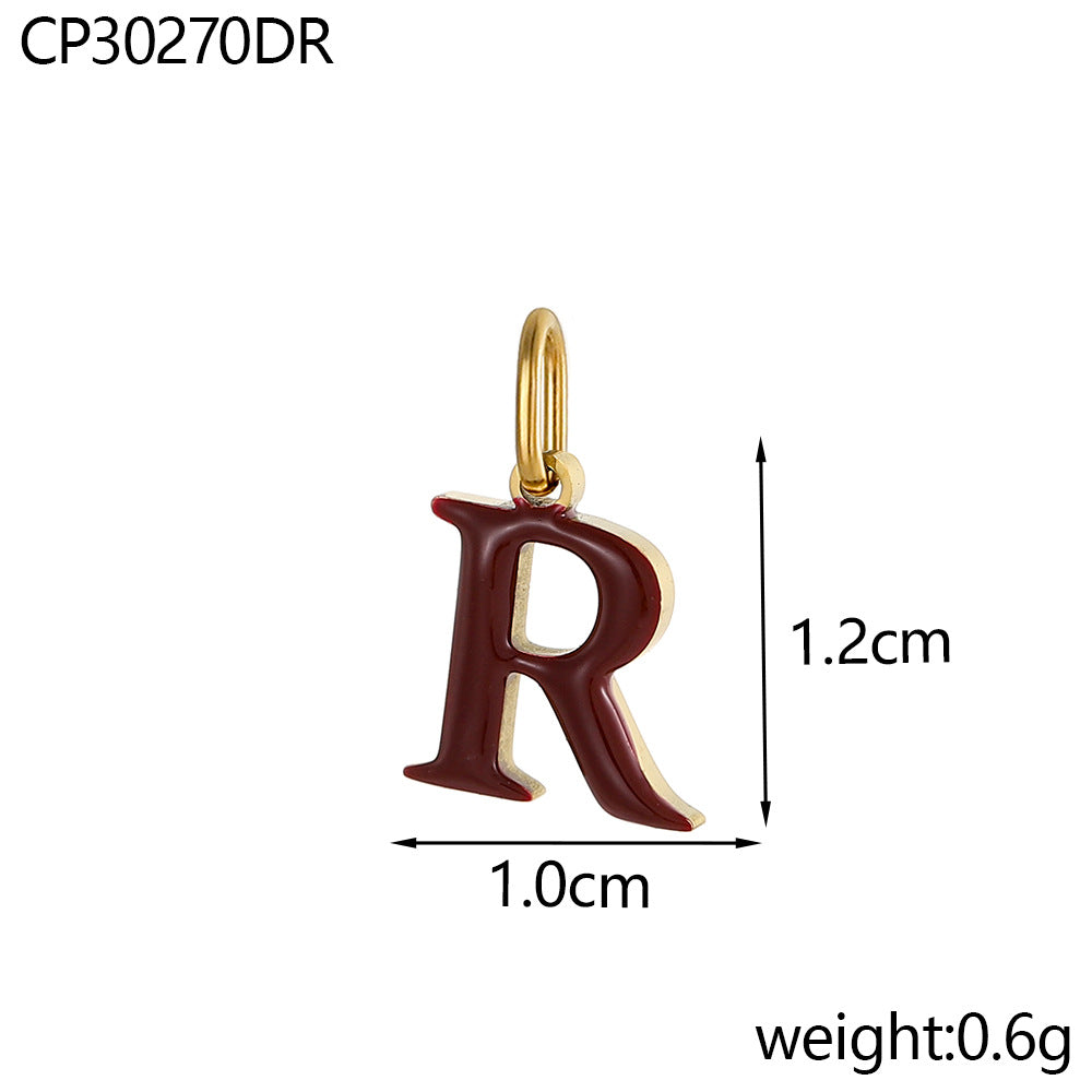 Wholesale Colorful 26 English letters oil-dripping stainless steel vacuum electroplating pendant
