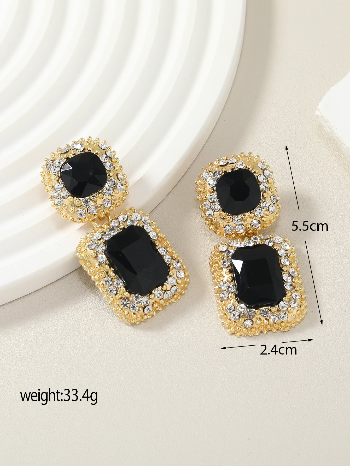 Wholesale Gemstone Series Geometric Square Drop Crystal Earrings ACC-ES-Qunq002