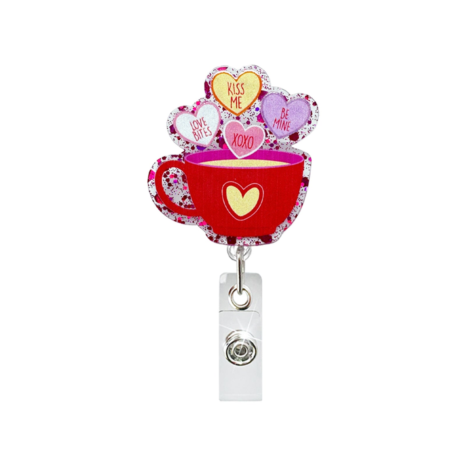 Wholesale Valentine' s Day Love Confession Acrylic Retractable ID Badge Clip - Fashion Accessory