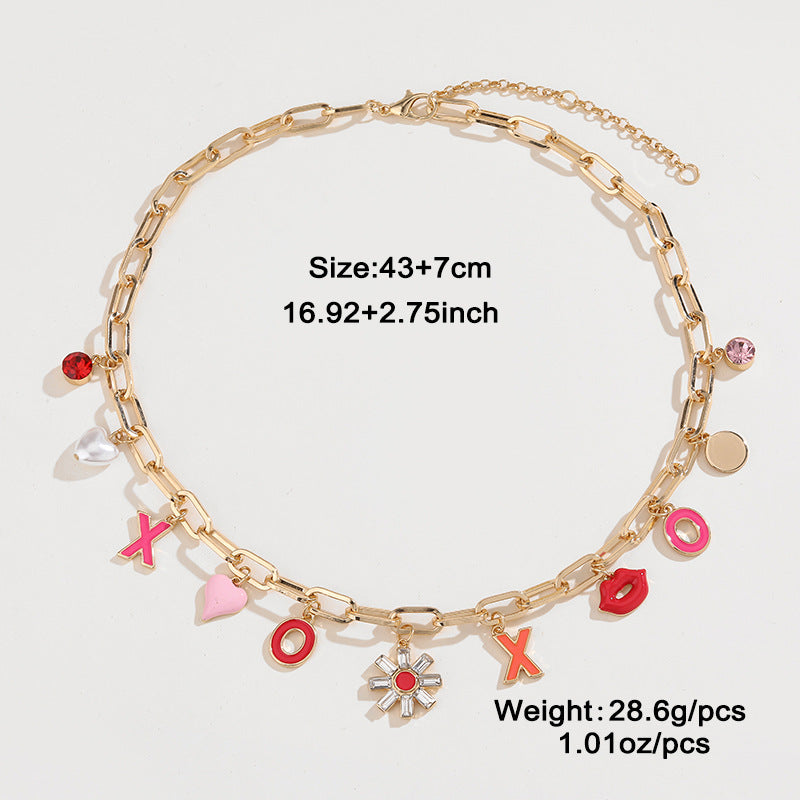 Wholesale Pink Flower Heart Necklace ACC-NE-KJ004