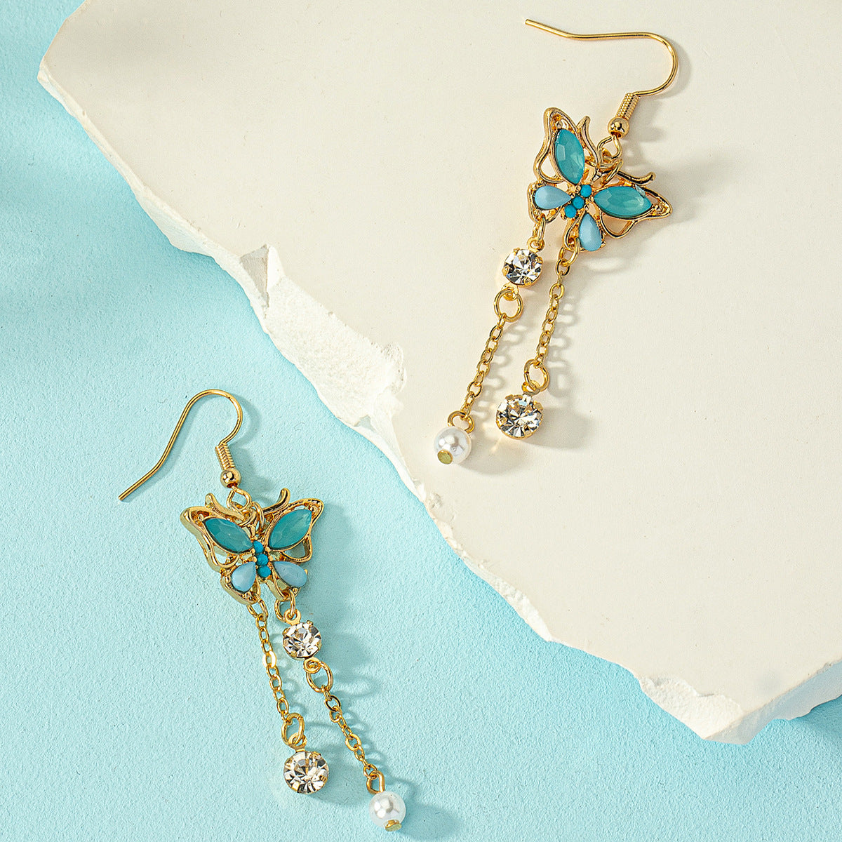 Wholesale Green Zircon Butterfly Alloy Earrings ACC-ES-AYN006