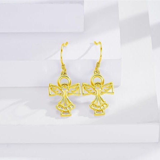 Wholesale  creative angel wings earrings  cute cross angel alloy earrings