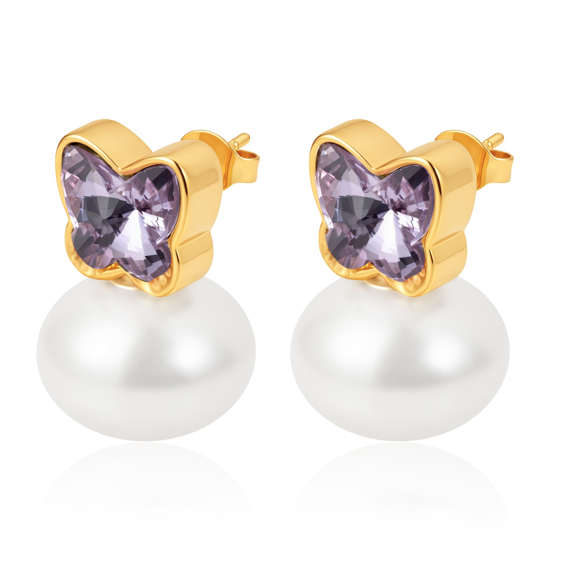 Wholesale Stainless Steel Butterfly Pearl Earrings Fashion Accessory for Women Boutique Resale