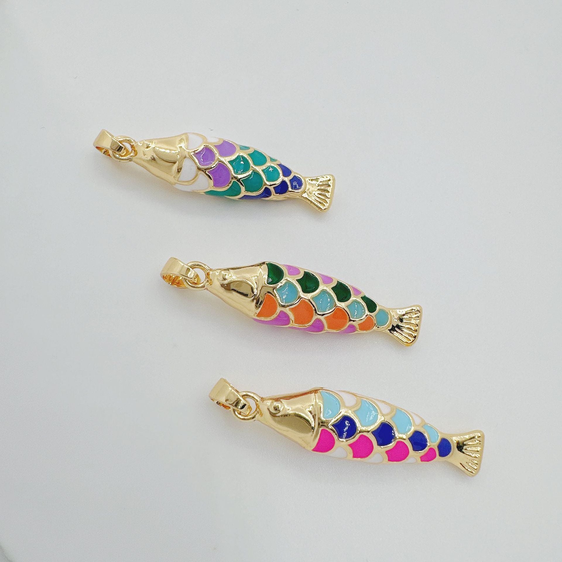 Wholesale Copper Gold Plated Vintage 3D Koi Fish Pendant Necklace Jewelry Accessory for Women