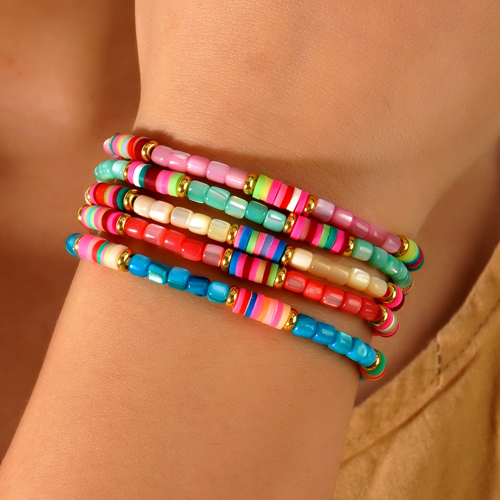 Bracelet de perle cylindrique perle coloré de glace colorée