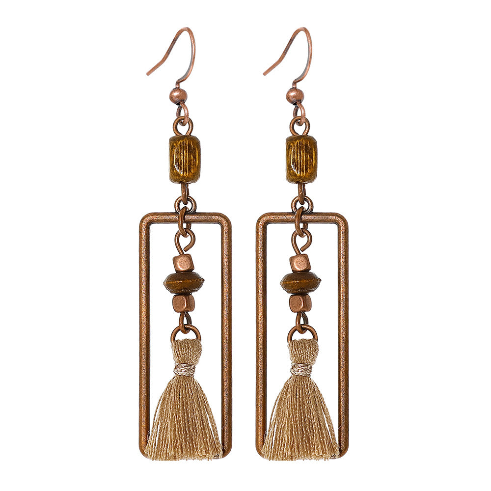 Wholesale Zinc Alloy Bohemian Earrings Maillard Color Holiday Style Retro Fashion Accessory