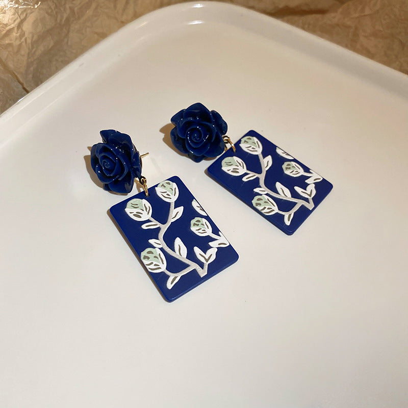 Wholesale Aesthetic French Style Oil Painting Sunflower Earrings