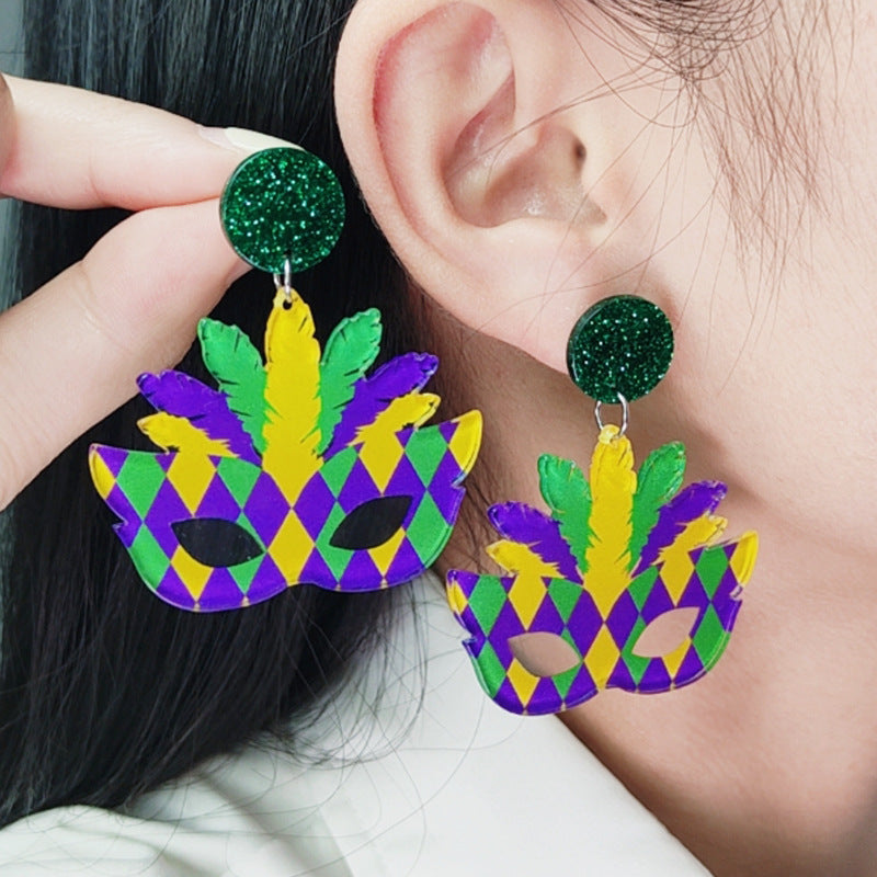 Wholesale  Mardi Gras Christmas Acrylic Earrings