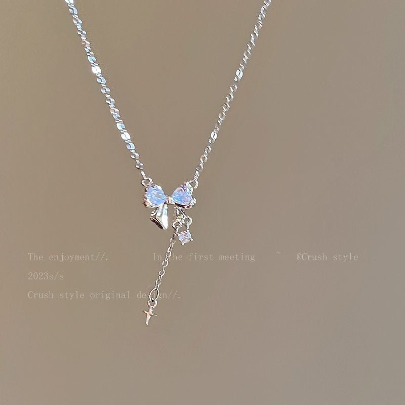 Wholesale Bow Zircon Tassel Necklace