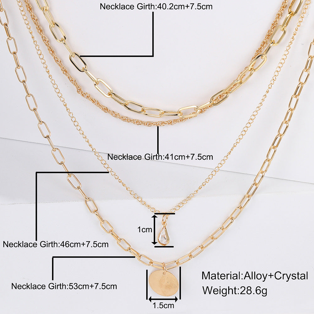 Wholesale chain necklace multi-layer necklace disc water drop pendant alloy clavicle chain ACC-NE-Xiaoy005