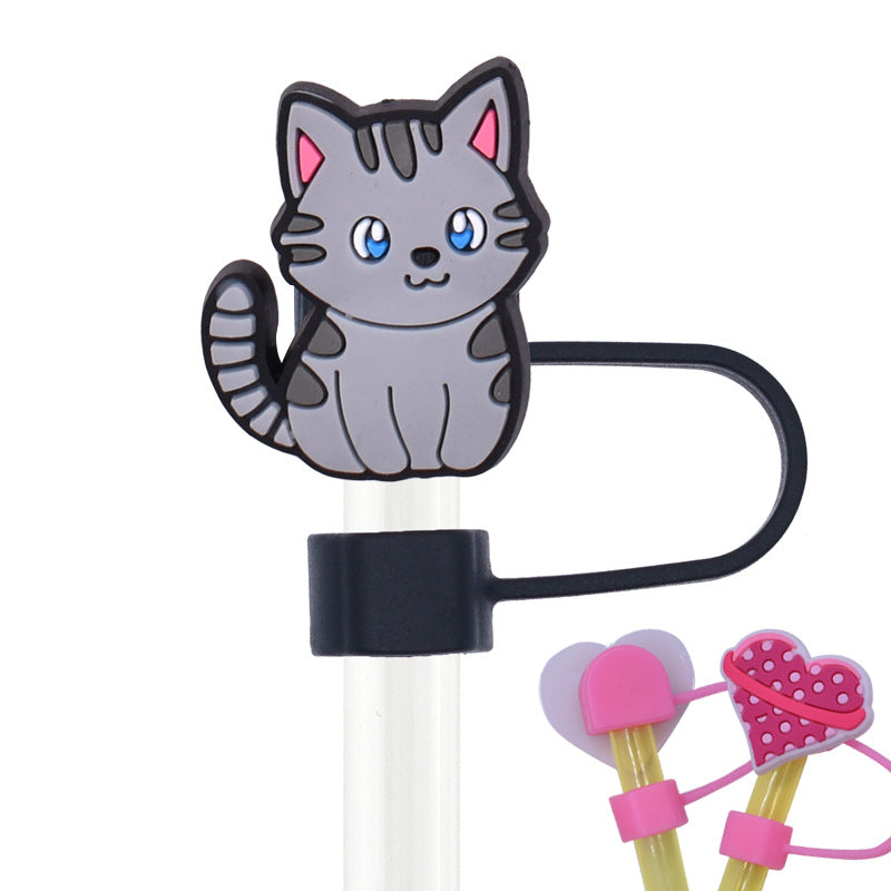 Wholesale Random 100pcs Animal Pet Cat Straw Cover 10MM Straw Tube Cap