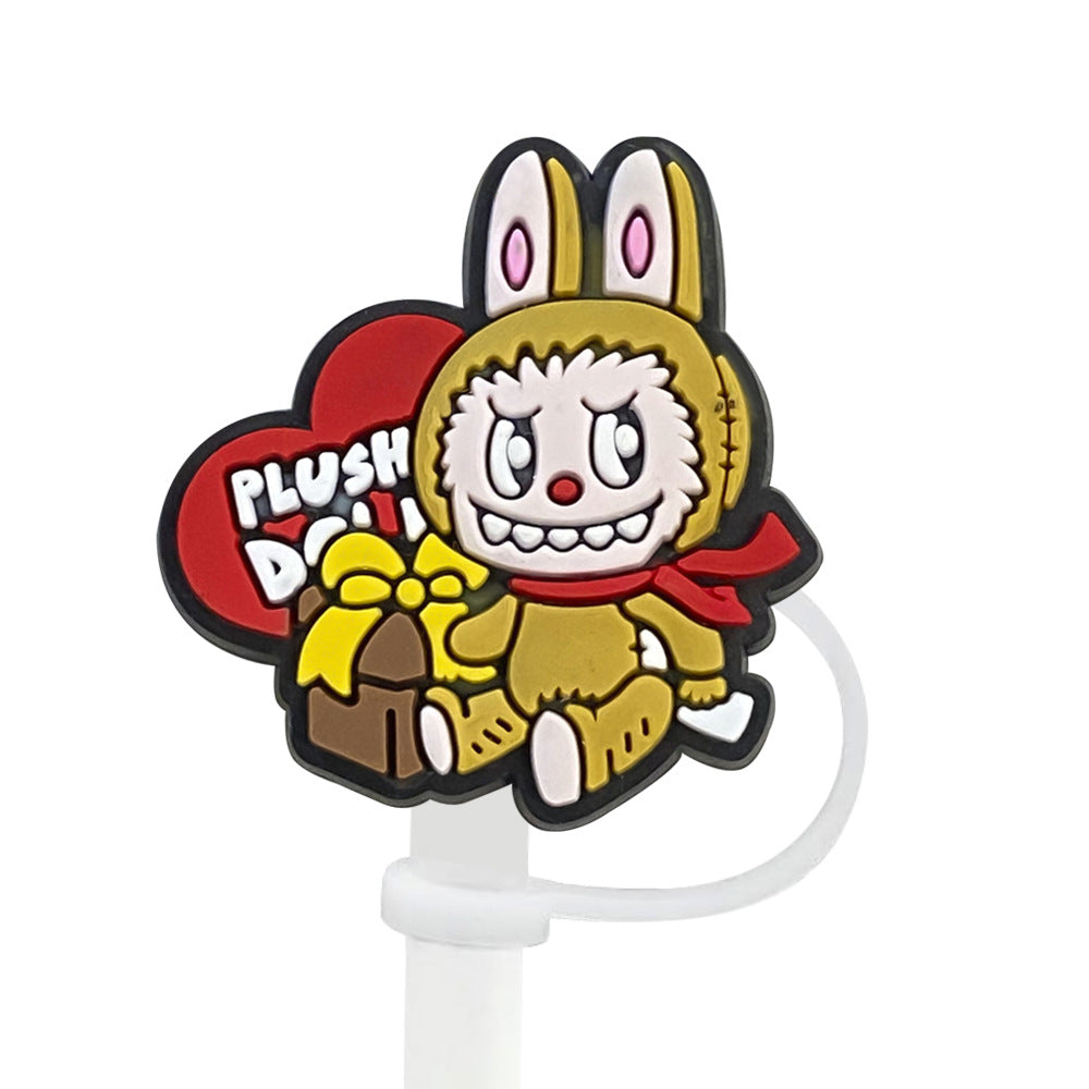 Wholesale Random 100pcs Cute Cartoon 10mm PVC Soft Straw Tube Cap