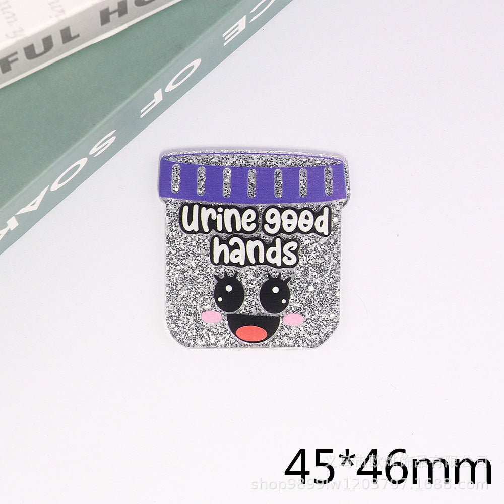 Wholesale 10pcs DIY Flatback  cartoon letter  Acrylic Flatback Badge Reels Retractable Keychain DIY Accessories