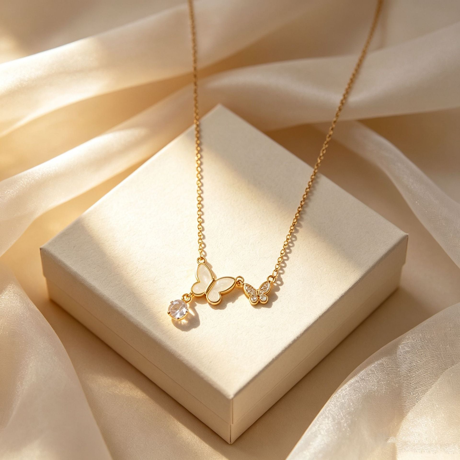 Wholesale Gold Double Butterfly Rhinestone Choker Necklace Fashion Jewelry Gift for Women