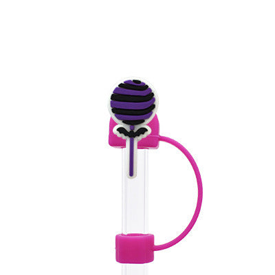 Wholesale Random 100pcs Halloween 10MM PVC Straw Tube Cap ACC-SCR-YiQu002