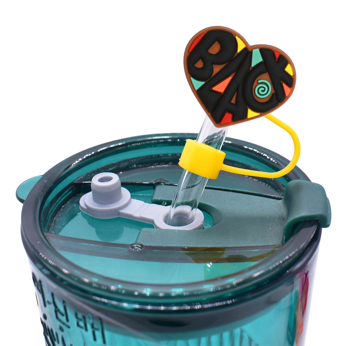 Wholesale 100pcs randomly black girl fashion series straw covers,  10mm soft silicone straw tube cap.