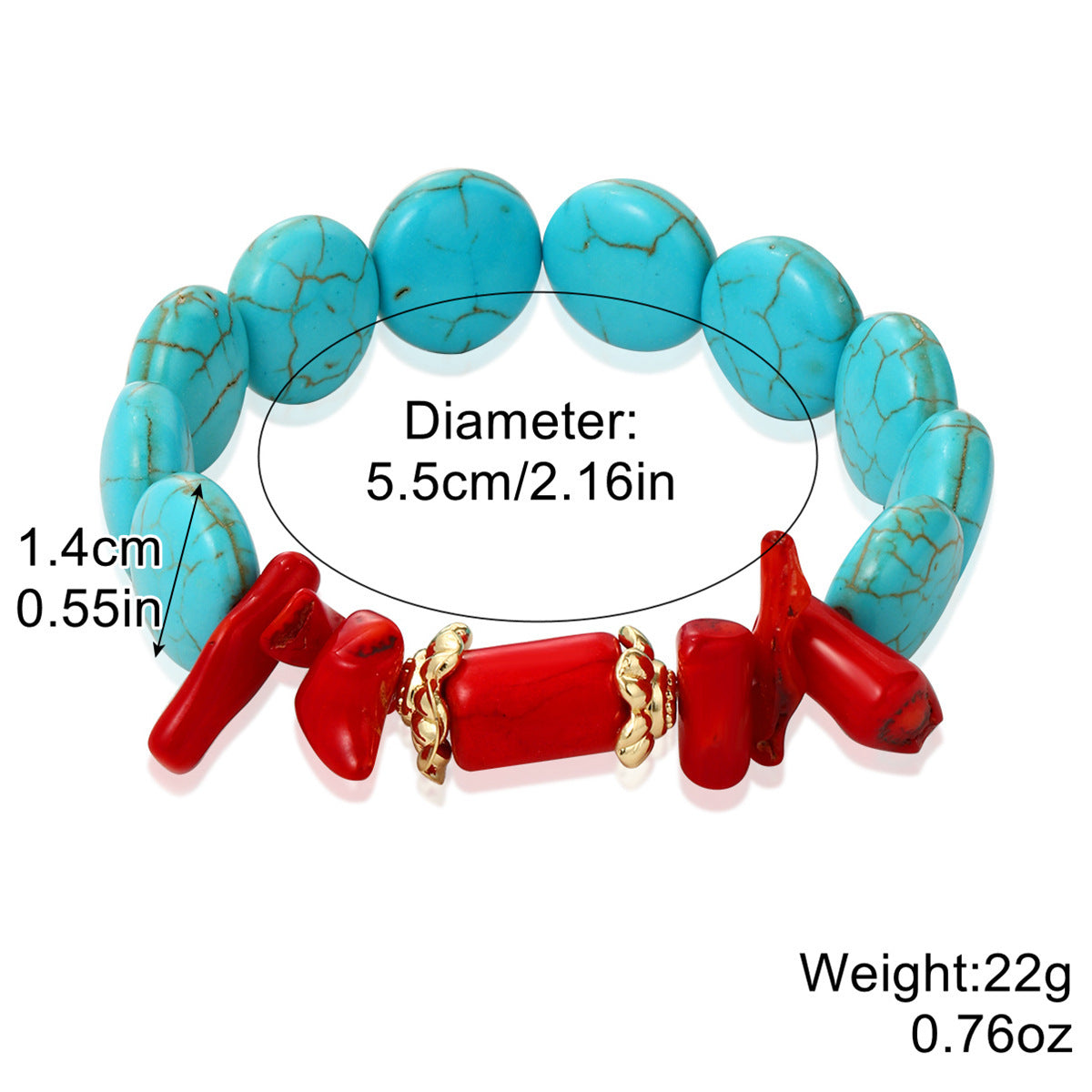 Wholesale  White Turquoise Crystal Women Beaded Bracelet suit Bohemian Turquoise Bracelet