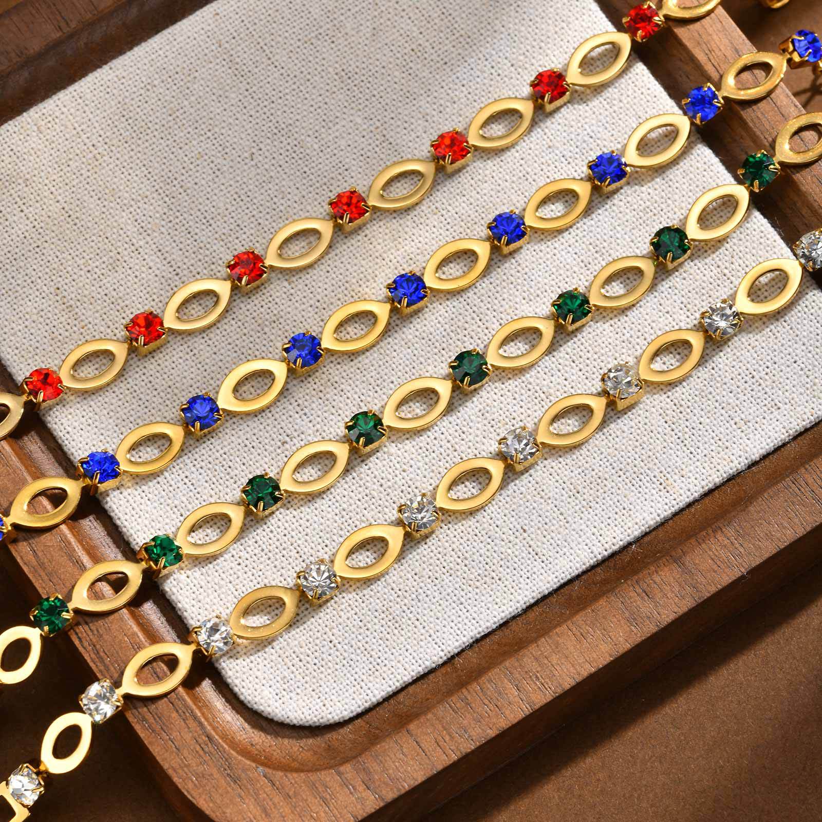 Wholesale Women S Stainless Steel Rhinestone Hollow Oval Handmade Bracelet Sparkly Jewelry Accessory For Everyday Wear
