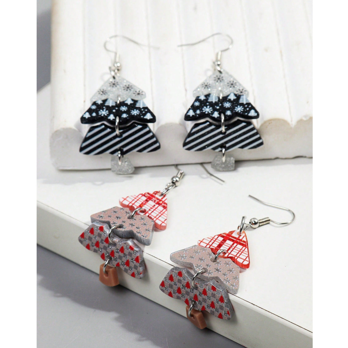 Wholesale Acrylic Christmas Tree Earrings - Colorful Party Jewelry Accessory for Women Gift