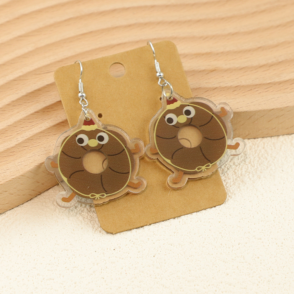 Wholesale Cartoon bread cake big eyes fruit apple cat acrylic earrings