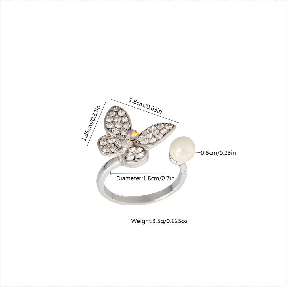 Wholesale  adjustable diamond butterfly creative couple Ring