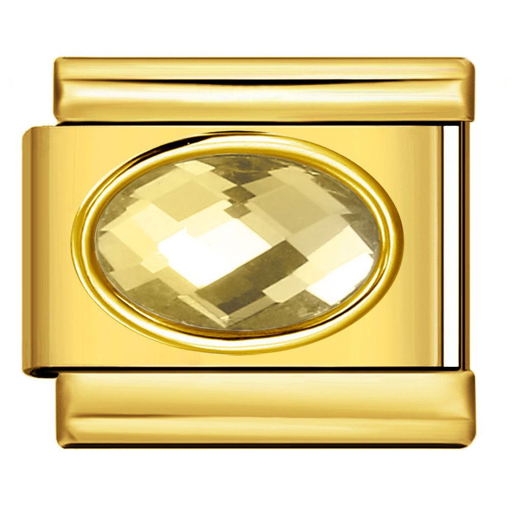 Wholesale Italian Charm Bracelet 9mm DIY Splicing Removable Oval Colored Stone Stainless Steel Composable Bracelet