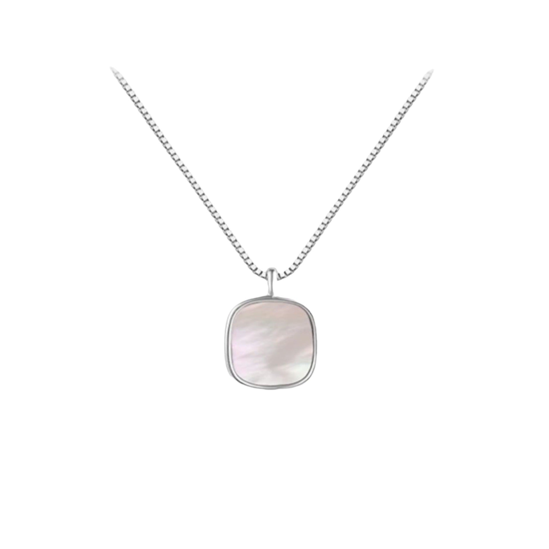 Wholesale 925 Sterling Silver Square White  Necklace