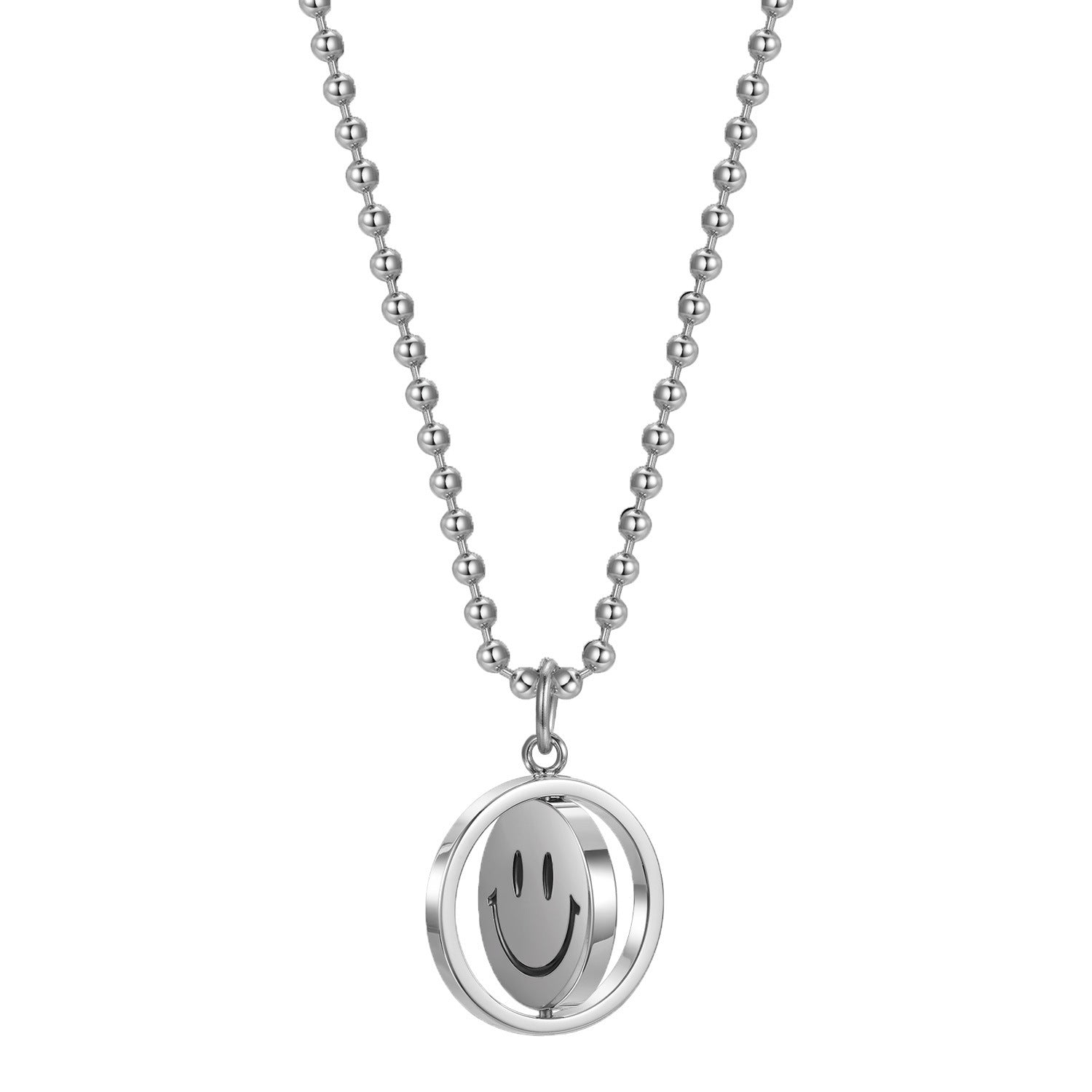 Wholesale Titanium Steel Rotating Smiley Face Hip Hop Sweater Chain ACC-NE-Leis007