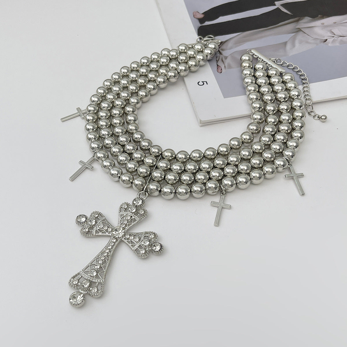 Wholesale Light Luxury Rhinestone Cross Multi Layer Necklace Trendy Geometric Gold Clavicle Chain Gift And Boutique Resale