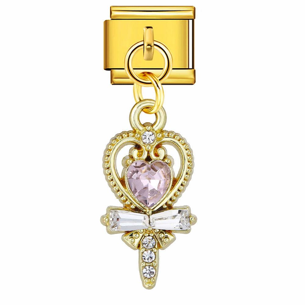 Wholesale Italian Charm Bracelet 9mm DIY Love Flower Pendant  Creative Stainless Steel Composable Bracelet